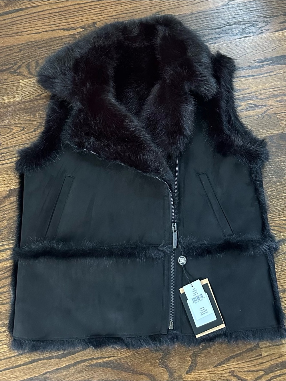 Belle Fare Black Faux Suede and Fur Vest, Woman’s Medium, NWT